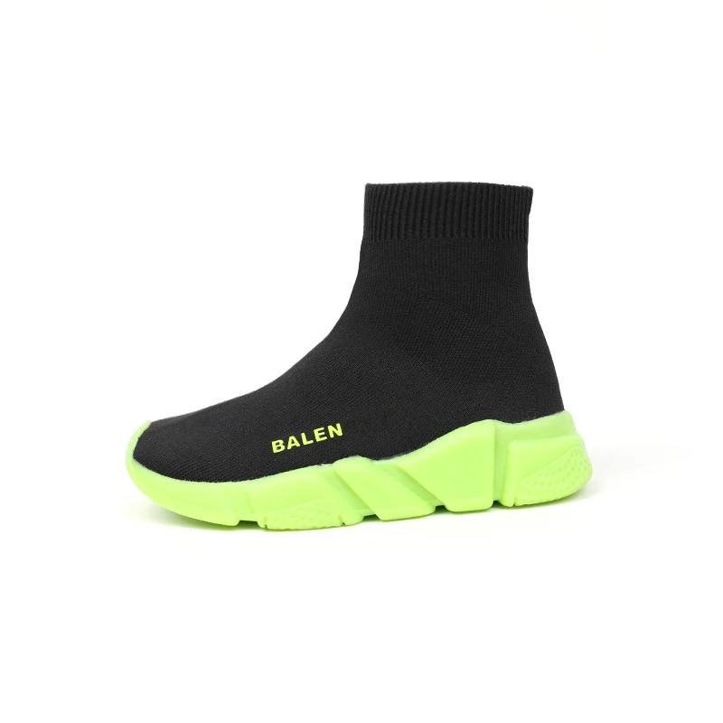 

2021 Girls Boys High Top Fashion Brand Sock Sneakers Toddler/Little/Big Kid Casual Mesh Trainers Children Walking Slip-On Shoes