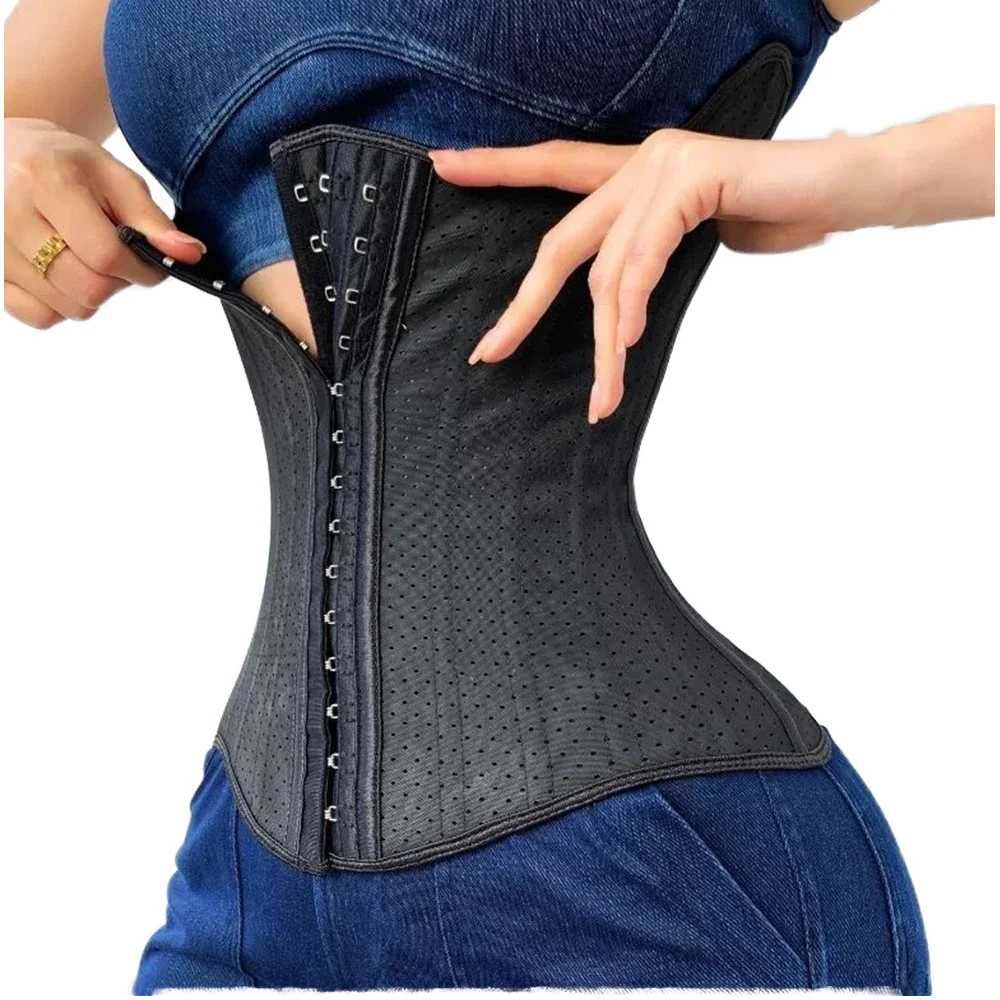 25 Steel Bones Underbust Corsets Mesh Breathable Elastic Waist Trainer Latex Waist Cincher Hourglass Body Shaper for Women