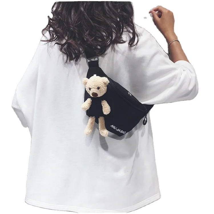 

2021 popular cute waist bag mini animal canvas bag side bags for girls shoulder, Yellow/white/black