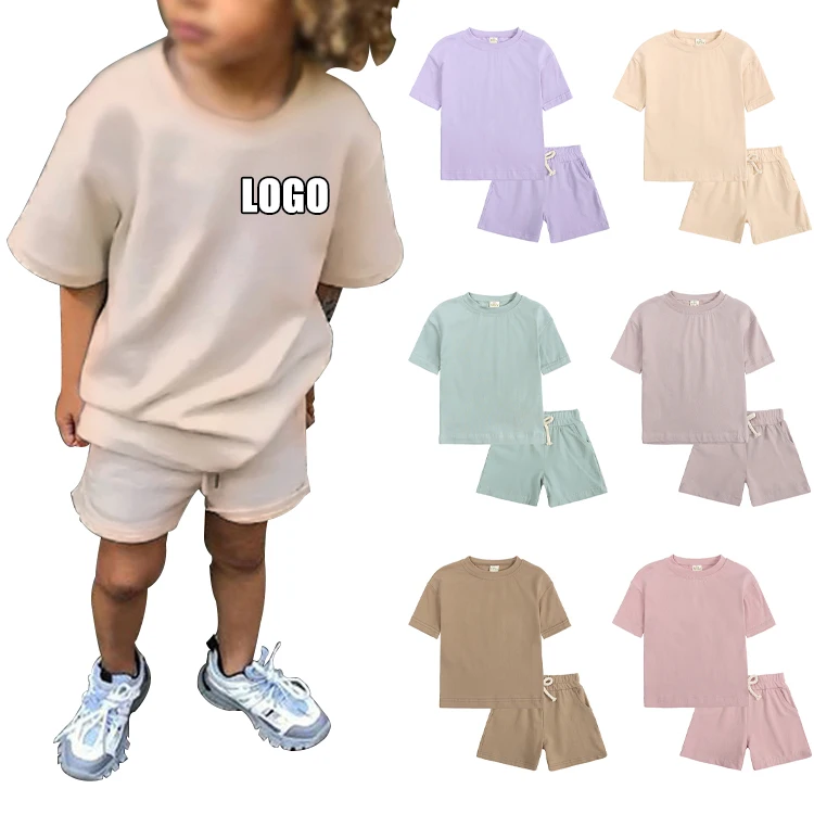 

NEW Summer Boutique Kids Toddlers T Shirts Shorts Candy Color Cotton Casual Outfits Girls Boys Clothing Set, Customized color