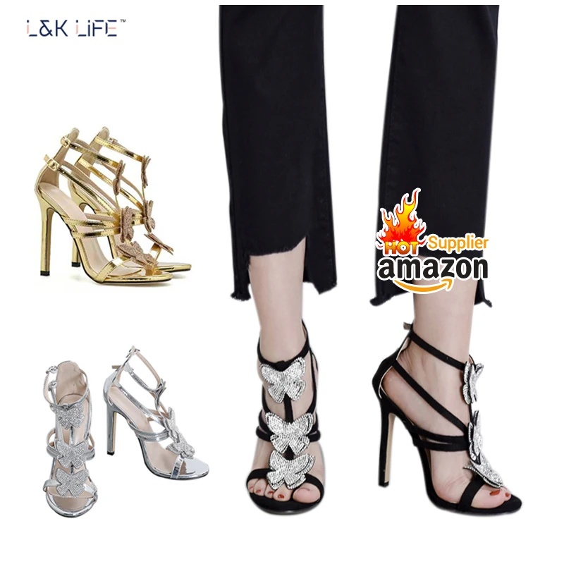 

Hot sale sexy luxury high heels sandals women leather sandals party high heel shoes, Black,gold,silver