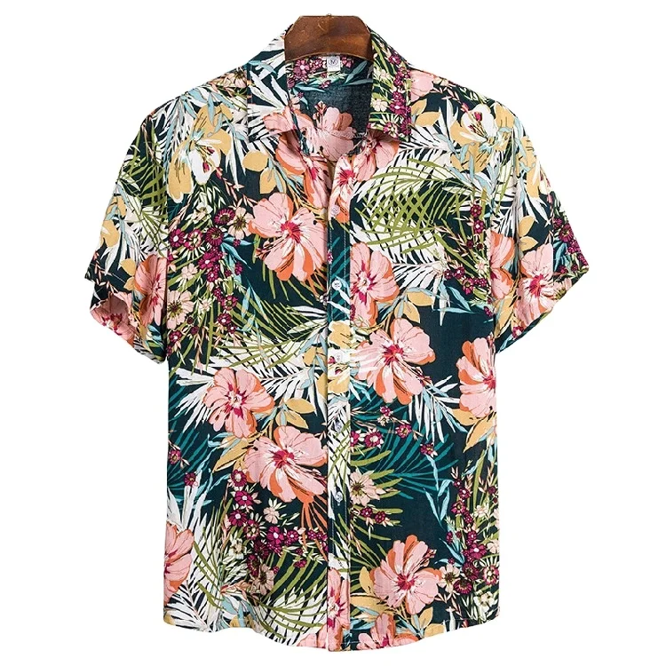 

Summer Beautiful Broccoli Shirt Series High Quality Cotton Short-Sleeved Lapel Shirt