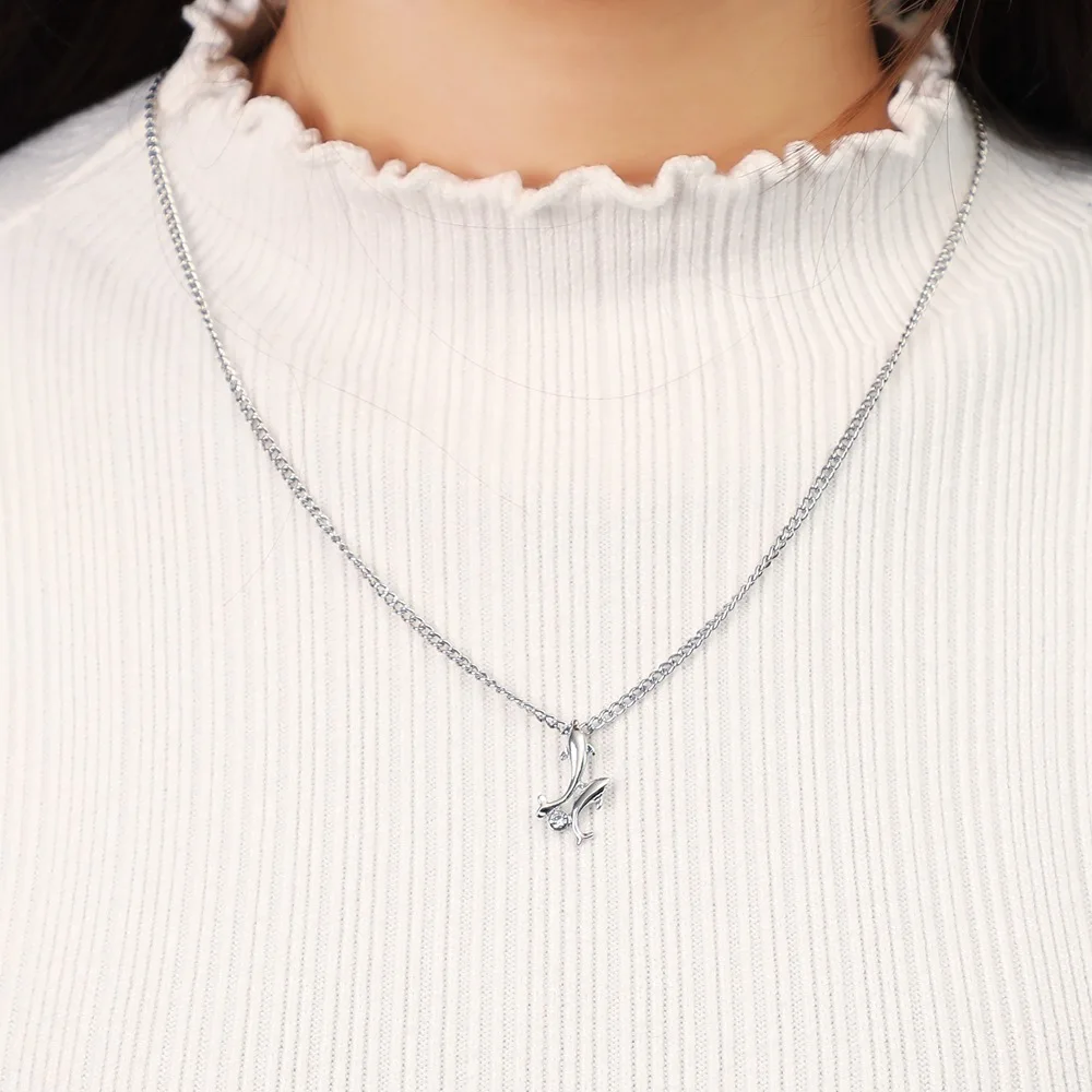 

Simple Diamond Dolphin Necklace Personality Small Fish Marine Animal Pendant Temperament Clavicle Chain Jewelry for Party