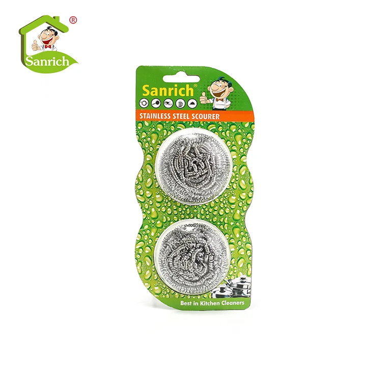 

Kitchen cleaning 2PC blister steel wool 410 Stainless steel wire scourer, Natural color