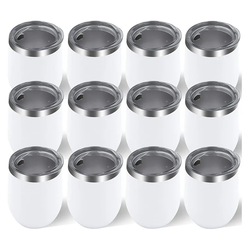 

Popular 12oz Stainless Steel Double Wall Insulated Sublimation Thermous Mug Egg Cup Wine/Coffee/Beverage Tumbler with Lid, Sublimation white