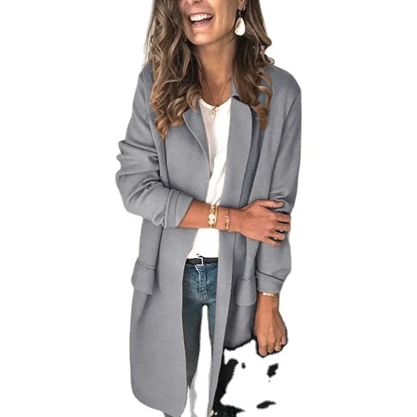 

Autumn and Winter New Solid Color Long-sleeved Pocket Casual Blazer Women's Clothing