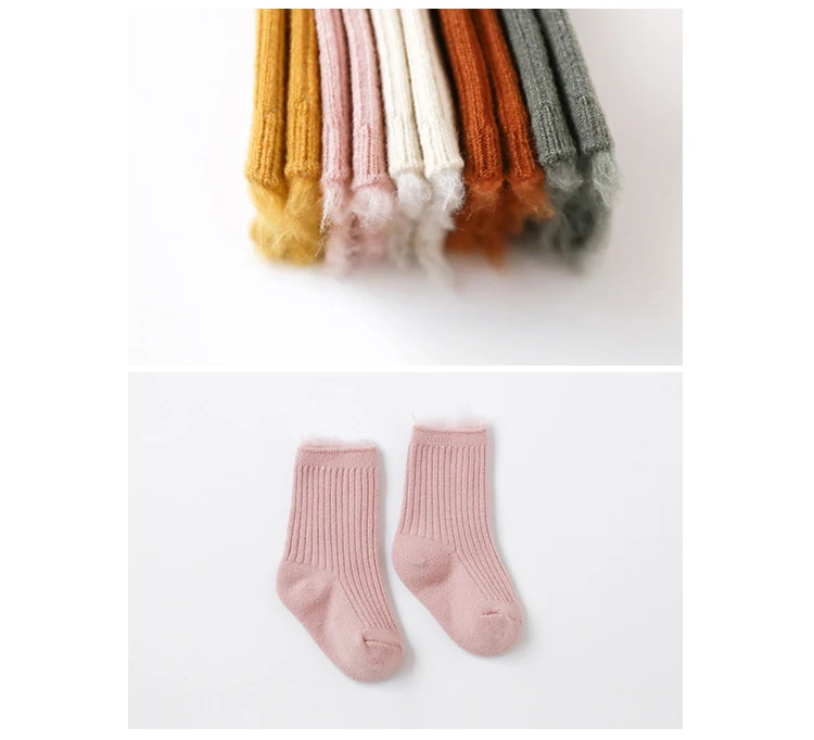 Factory Direct Sale Fuzzy Toddler Children Socks Wholesale Winter New Design Cute Ribbed Infant Baby Socks