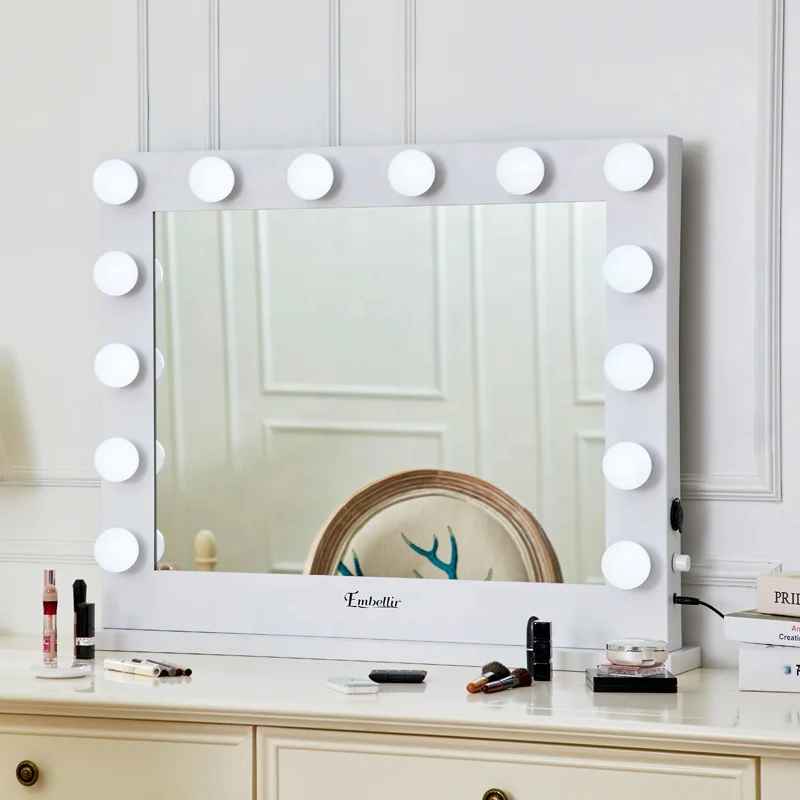 

New beauty Hollywood Vanity 15 Led bulbs Makeup Mirror, White