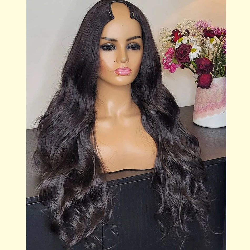 

Cheap Wholesale Price Machine Made U part Wig for Women Indian Remy Human Hair Body Wave Wigs with Clips