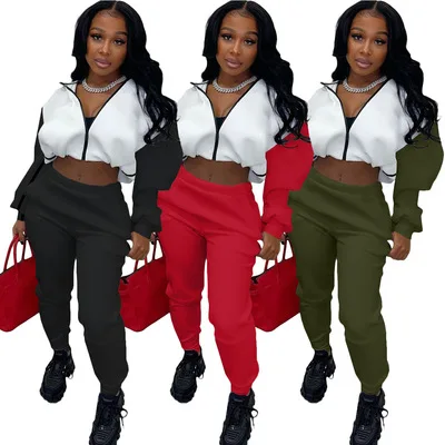 

2022 Fall Winter Outfit Hooded Tracksuits Women Clothing Sportswear Suit Casual Coat Amazon Outdoor 2 Piece Pant Set, Picture