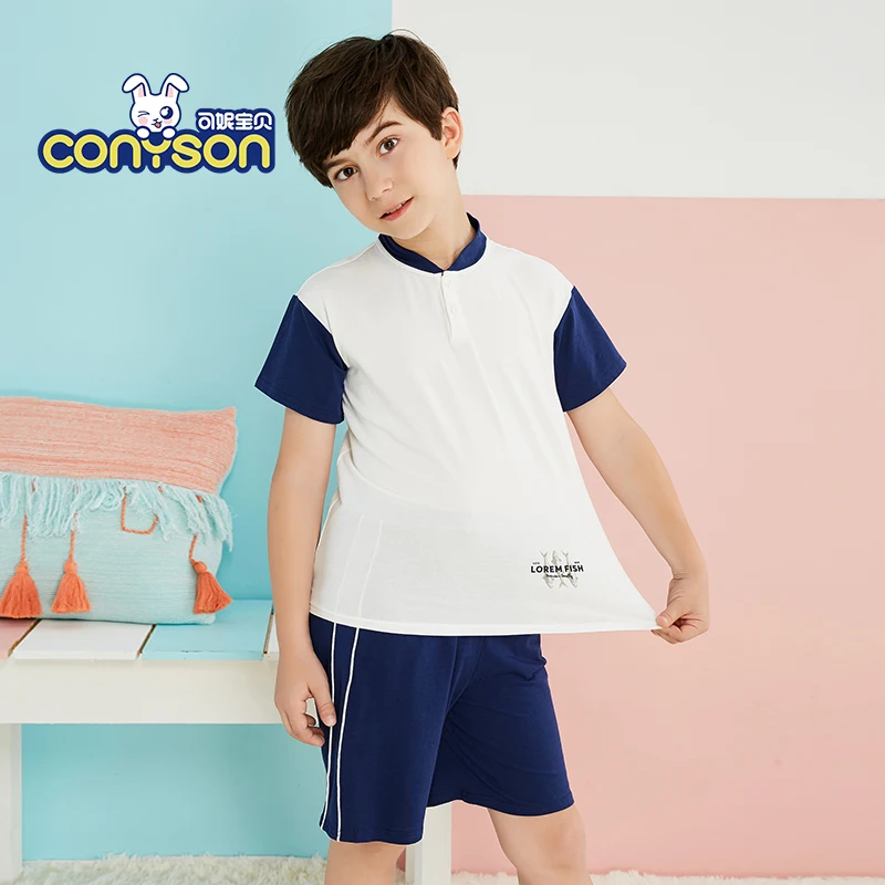 

Custom Kids Pajama Short Sleeves Blank Sweat Suits Children Summer Suit Toddler Boys Kids Boy Boutique Clothing Set