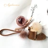 wholesale stabilized preserved rose Mink hair furball keychain key rings car keychain acrylic keychain