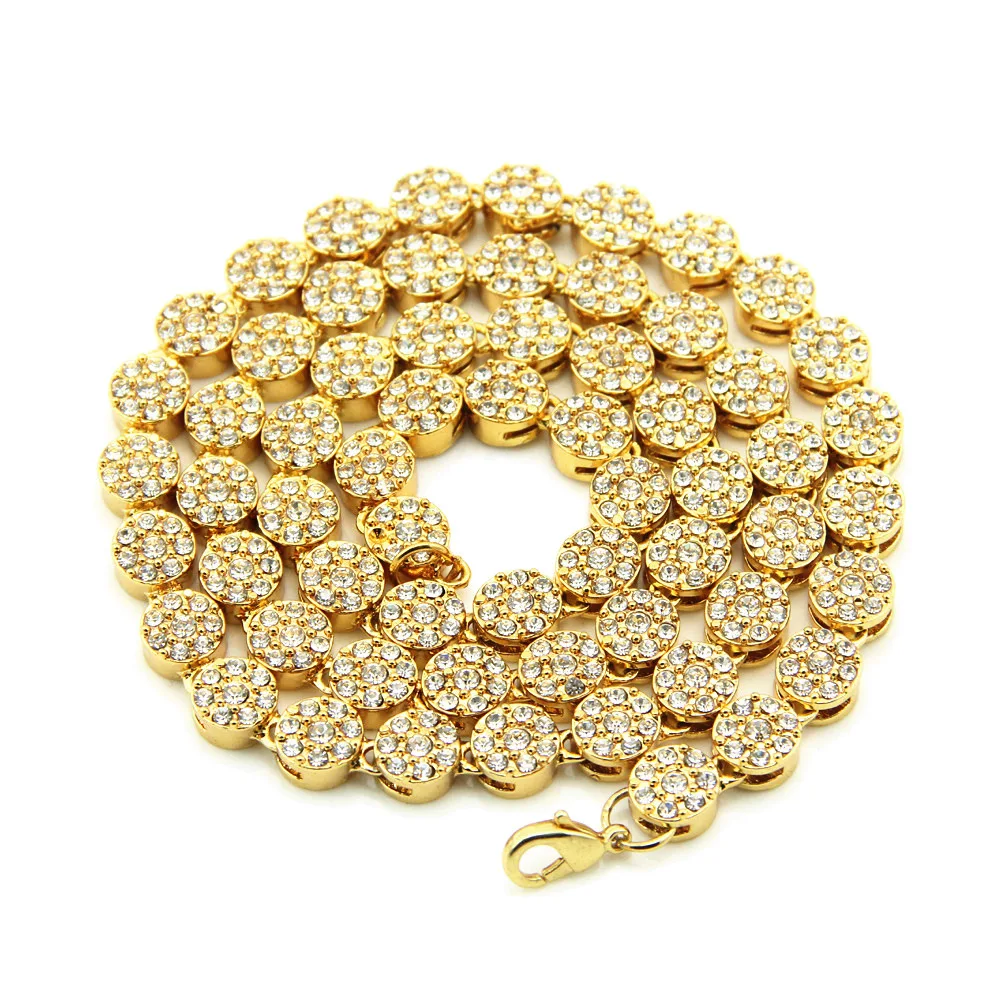 

Round Single Row Large Gold Chain Cuban Chain Hip Hop Necklace With Diamonds Necklace Women Crystal Chunky Necklace Healing