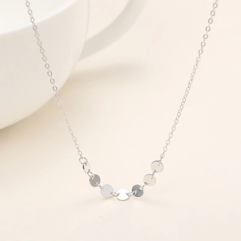 

Korean S925 sterling silver sweet small roundness bone clavicle pendant necklace for girls