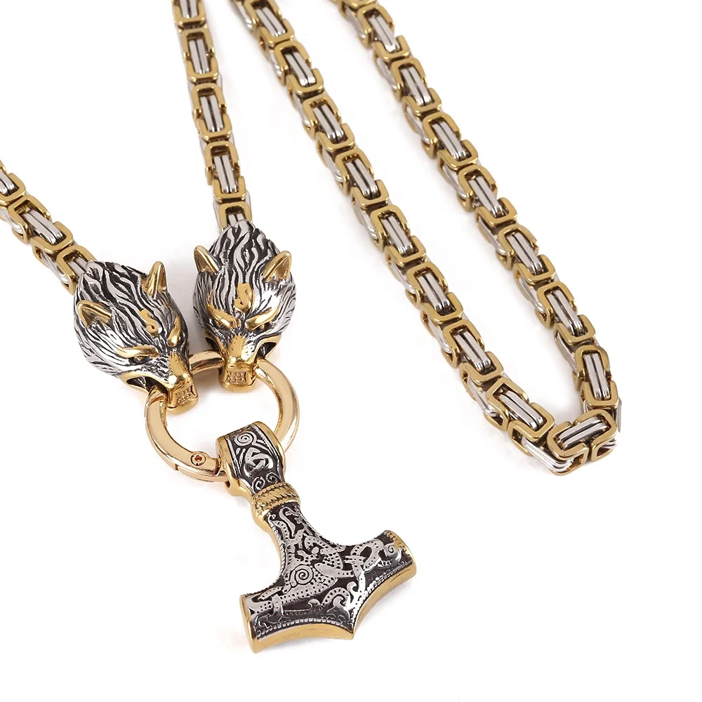 

Jewelrox Viking Jewelry Stainless Steel Viking King Chain Thor Mjolnir Hammer Necklace Viking Necklace