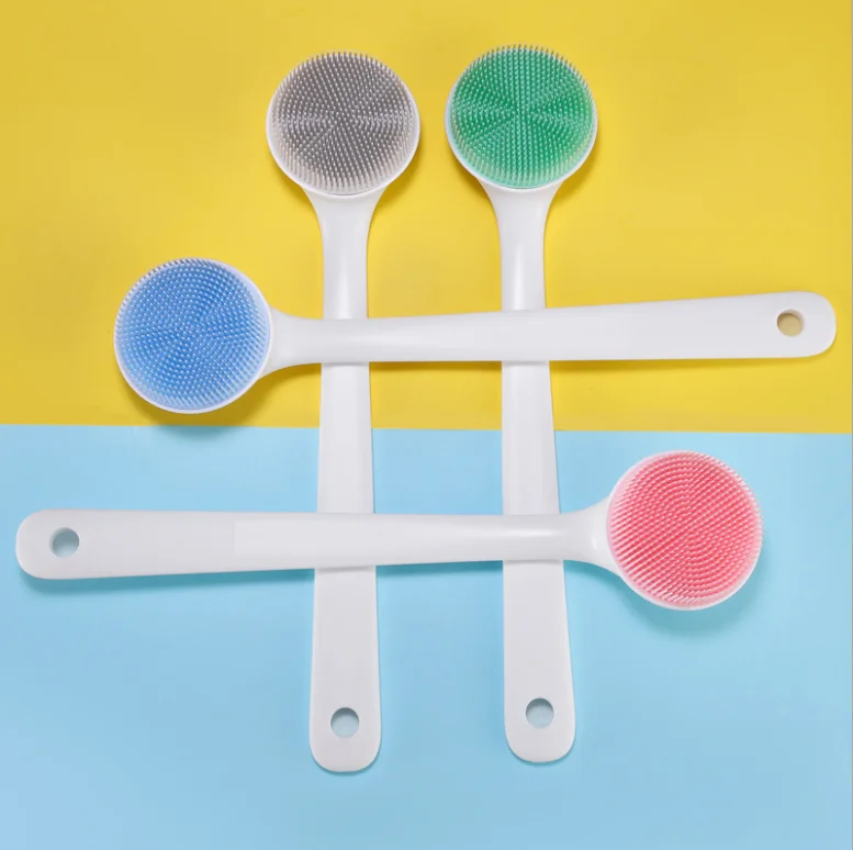 

Body Shower Tool Long Handle Bath Brushes Silicone Body Bath Massage Back Cleaning Brush