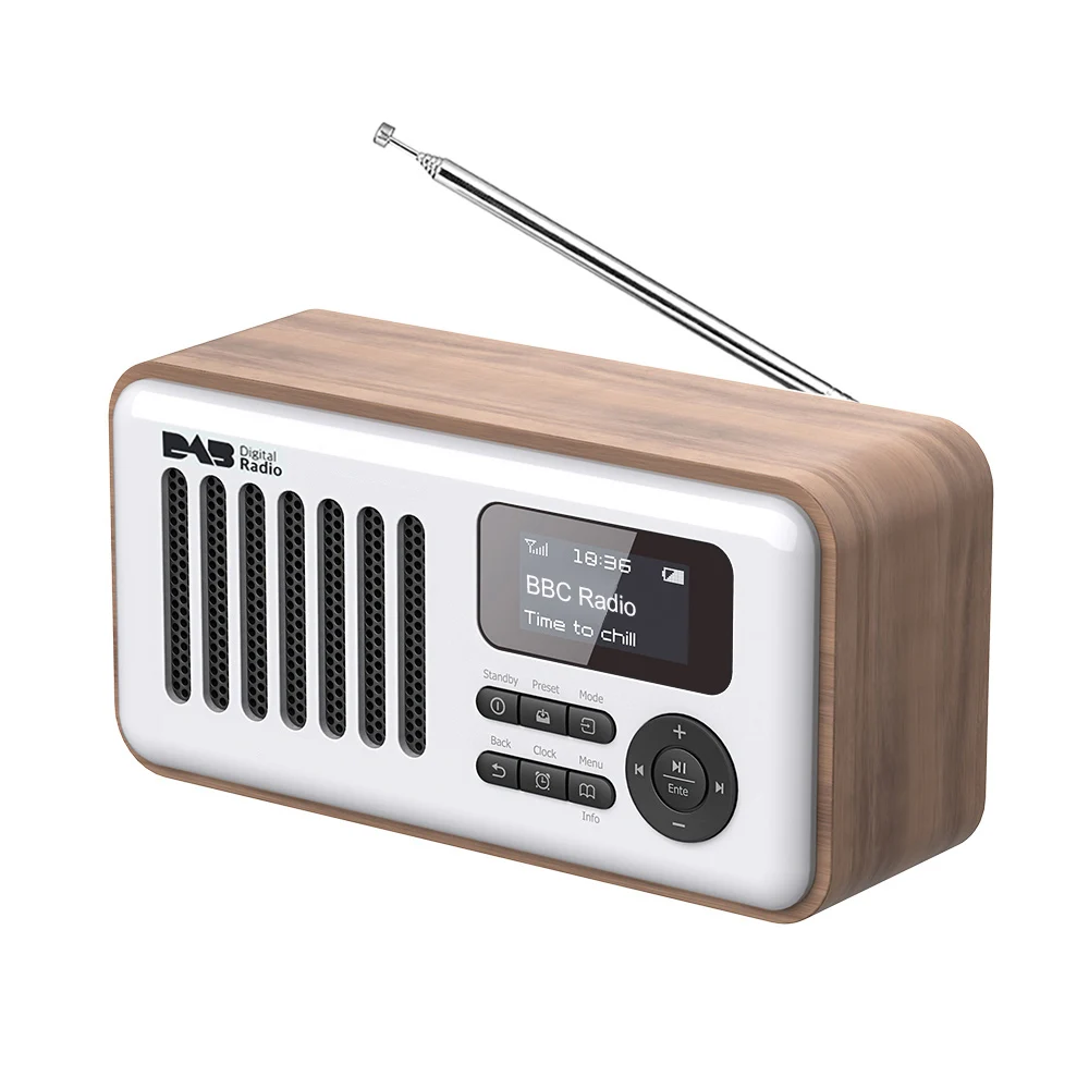 Dab Radio Alarm Clocks With Bt Speaker Usb Mp3 Playback Buy Wooden