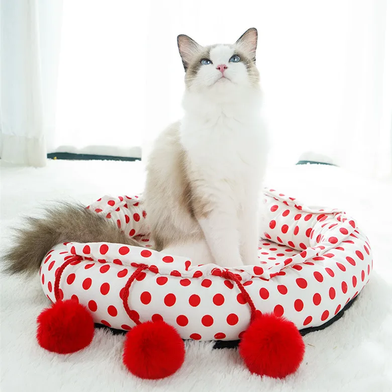 

Warehouse Stock Ultra Soft Cushion Fluffy Washable Plush Round Eco Friendly Sofa Luxury Cat Bed Dog Bed Pet Beds, Picture