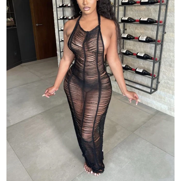 

FS3056D Hot sale Sexy hollow out beach women dresses Leisure vacation style summer girl's dress