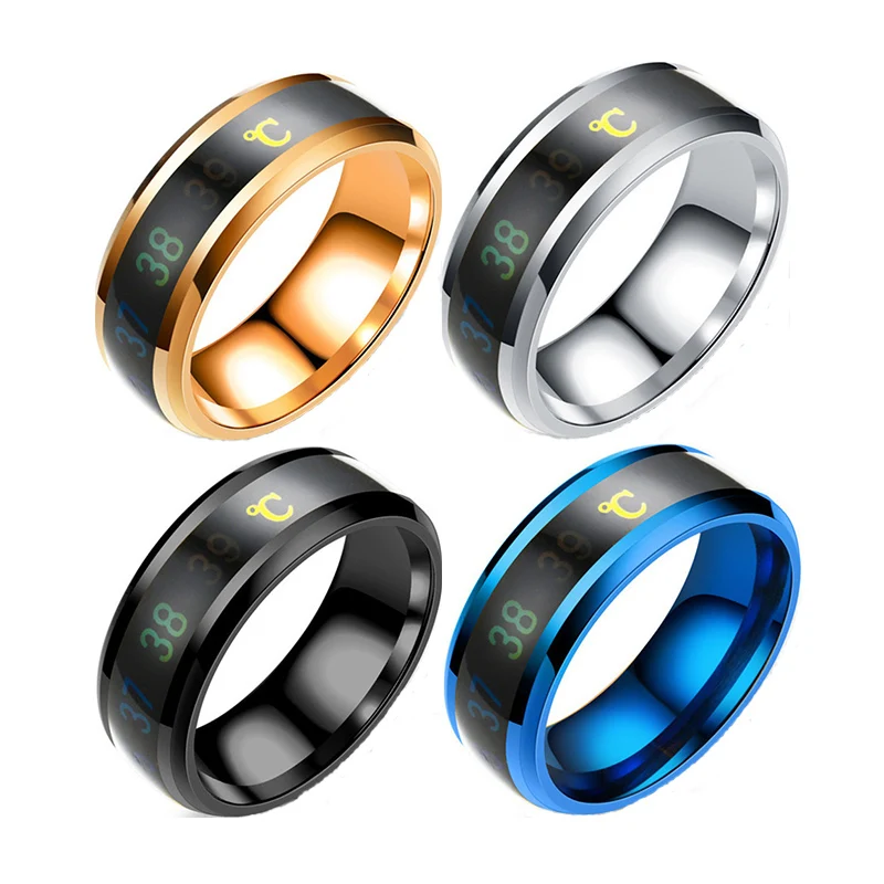 

Wholesale 2022 New Hot Jewelry Stainless Steel Couple Rings Smart Temperature Rings
