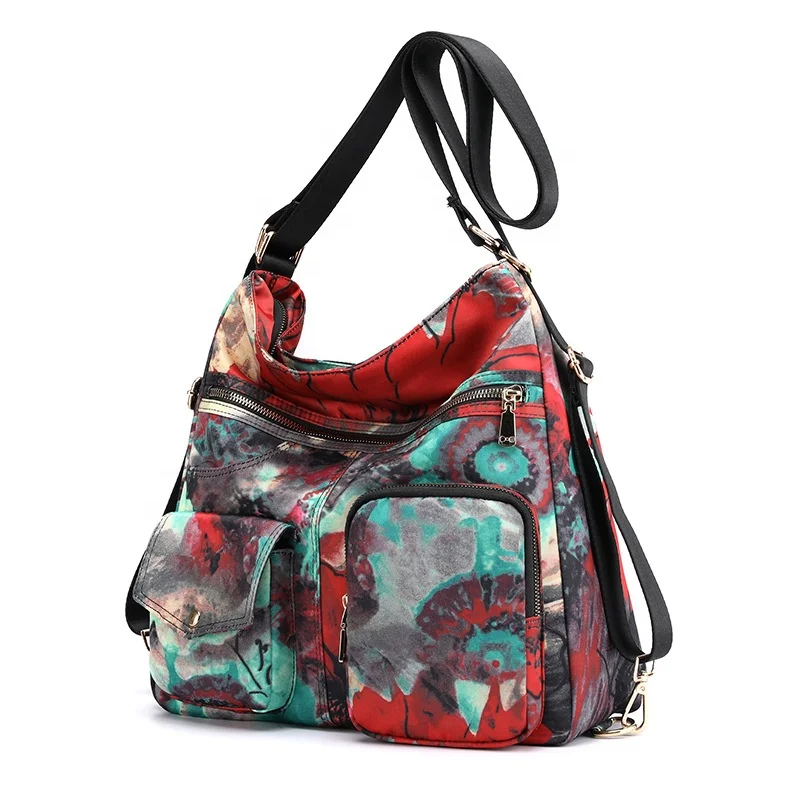 

Waterproof Women Nylon Laptop Backpack Multifunctional Floral Shoulder bags Designer Printing Messenger Bag for Teenage Girls, 6 colors