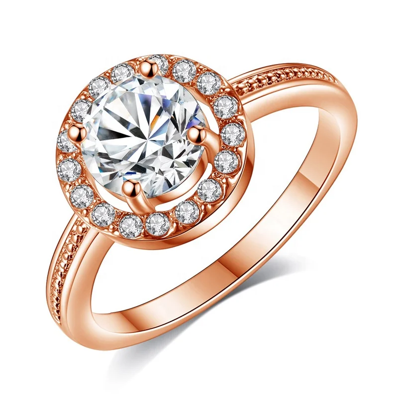 

Holy Light Rounded Zircon Round Diamond Plated 18K Gold Ring R41