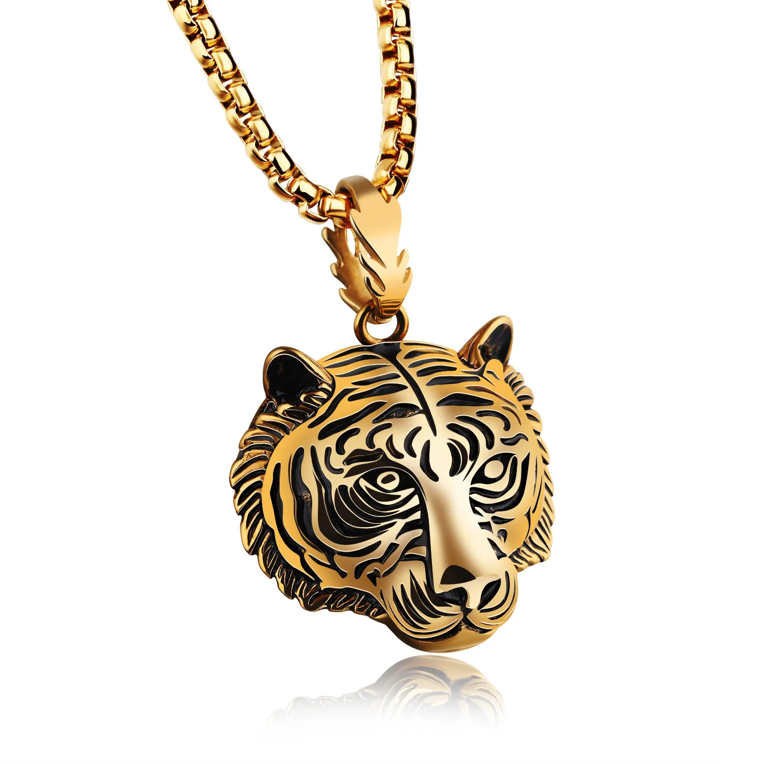 

Jessy Fashion 2021 New Designer Jewelry Amazon Hot-sell Stainless Steel Trendy Necklace Tiger Pendant Zodiac Necklace For Man, As shown