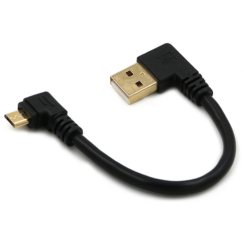 

High quality gold plated plug 15cm short 90 degree Left angle USB A male to Micro USB Male Right angle data power cable