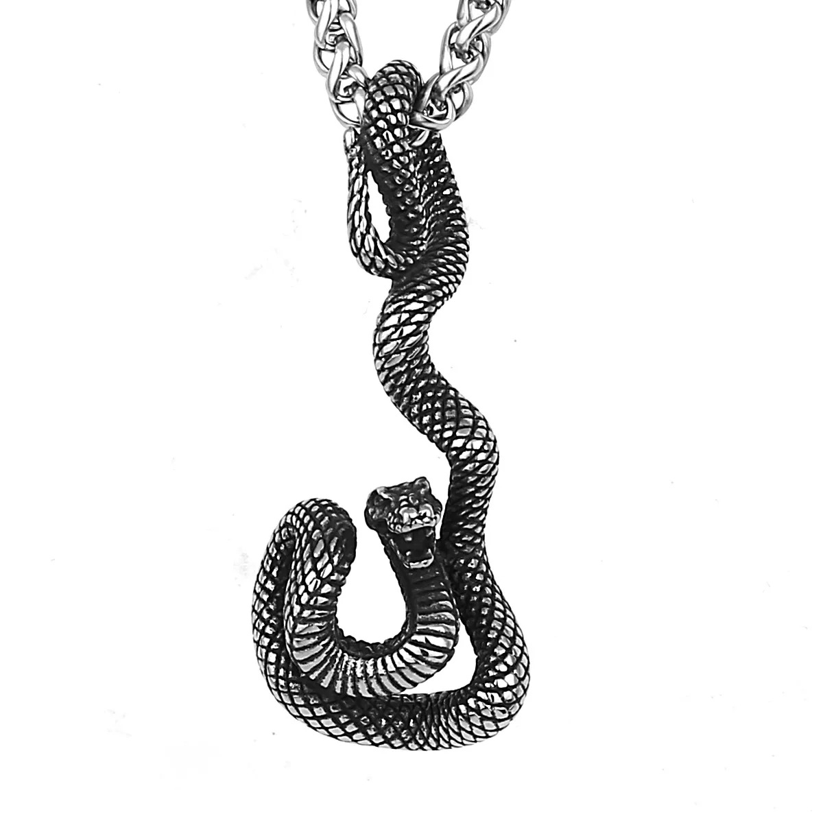 

Wholesale personality Snake Skull titanium steel Eur-American stainless steel pendant necklace