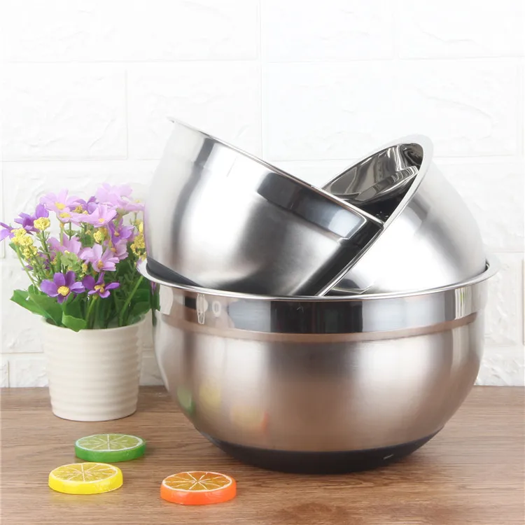 

Non Slip Colorful Silicone Bottom Nesting Storage Bowls Stainless Steel Mixing Bowls cookware sets, Stainless steel color