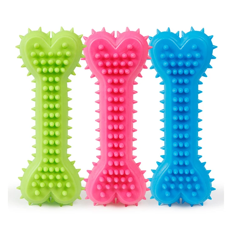 

Amazon Best Seller Bite Resistant Teeth Cleaning Rubber Chew TPR Pet Dog Toy, Blue, green, pink