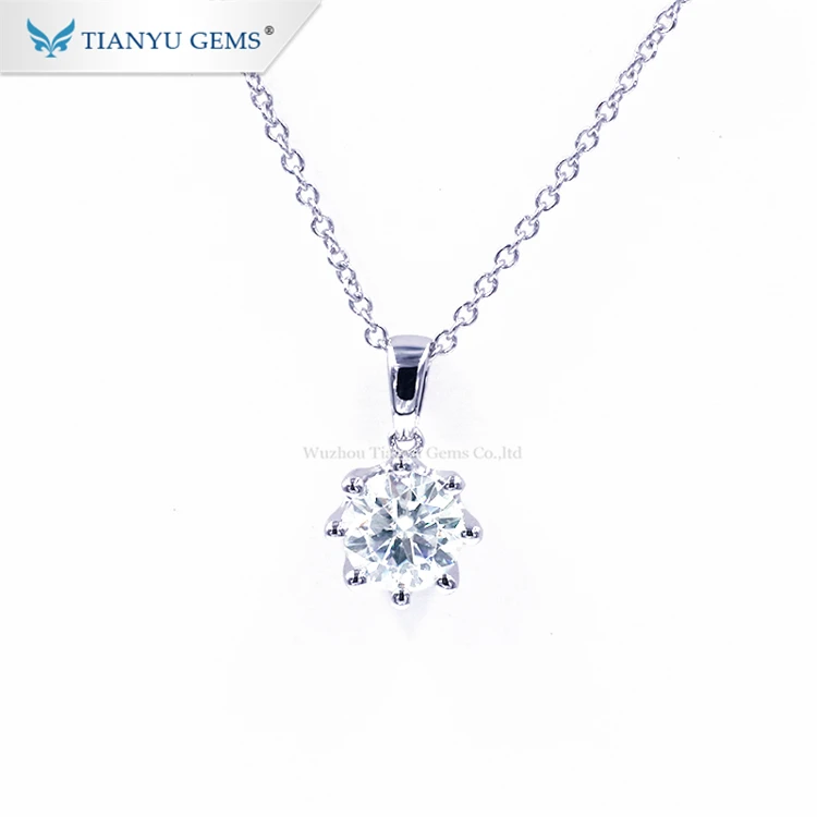 

Tianyu Gems Chain Link Jewelry Gold White 10K 6.5MM 1Carat Moissanite Pendant Necklace
