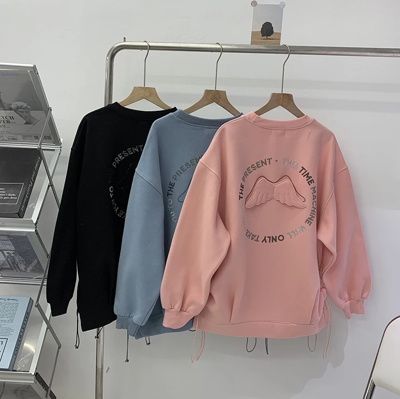 

Droma 2021 spring Cool Girl Custom Crop Top Streetwear High Quality Oversized Velvet Women Hoodie, Picture color