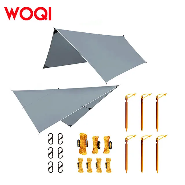 WOQI Waterproof Lightweight Tent Backpack Hiking Camping Rain Rope Canopy