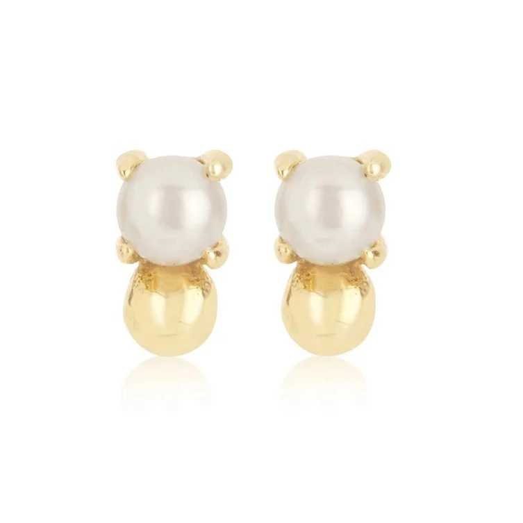 

plain silver small jewelry latest design of pearl bead earrings stud