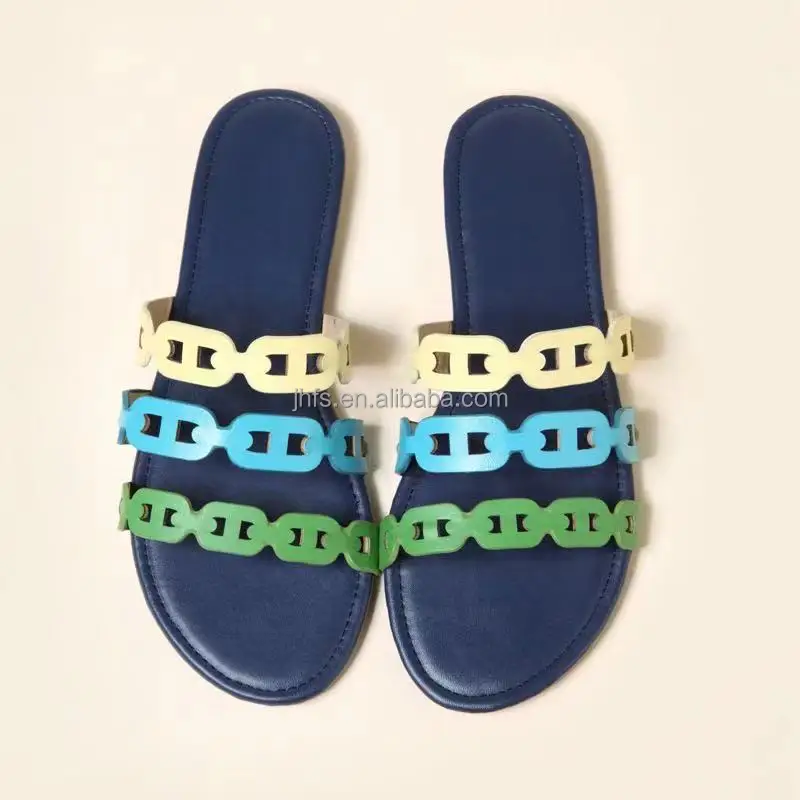 

J&H fashion womens leather flats chic design flats summer trendy slip on slippers slides ladies casual shoes, 2 colors as picture