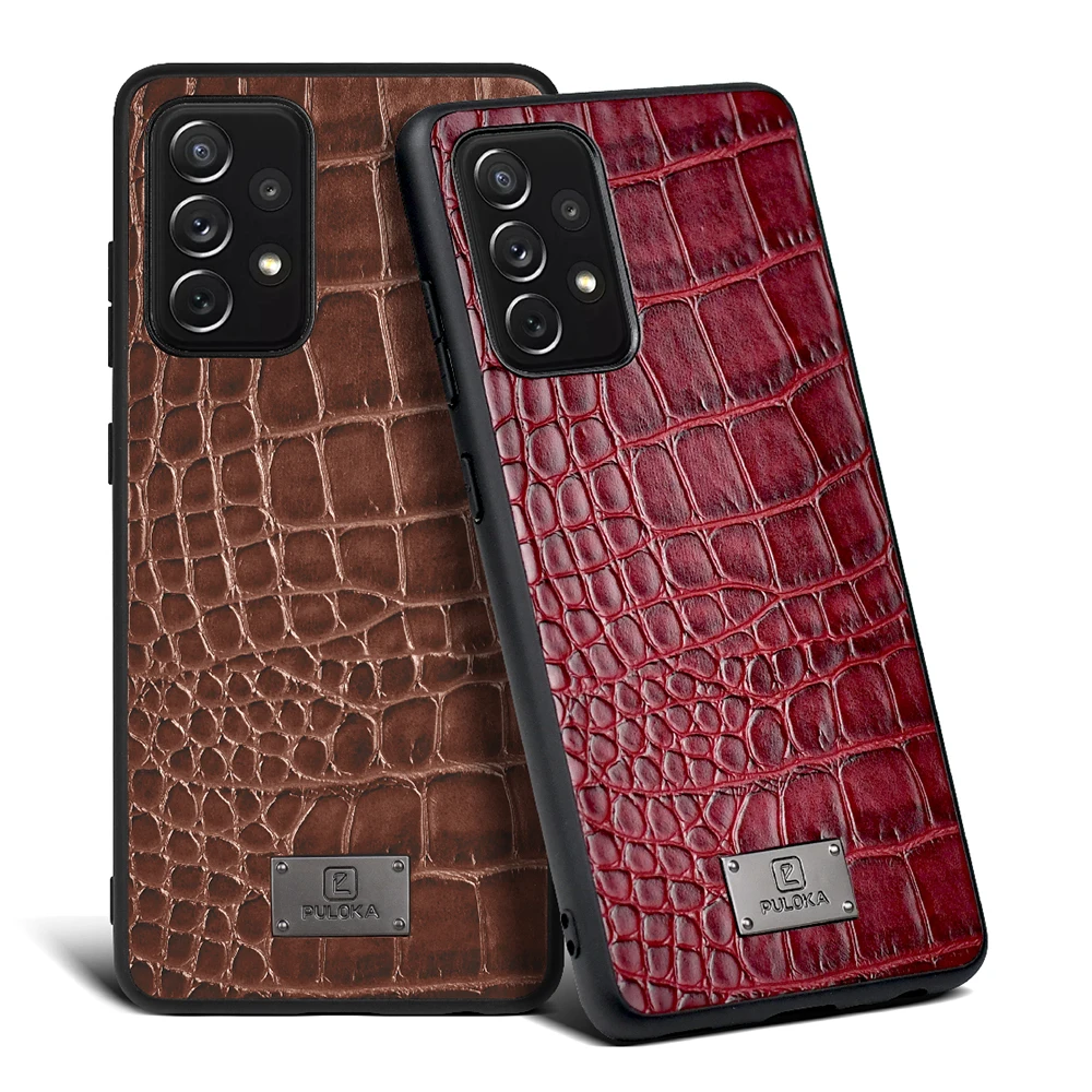 

PULOKA Wholesale Price Luxury Crocodile Texture PU Leather Cellphone Mobile case for Samsung S8 S21 Ultra A52 A72 Phone Case