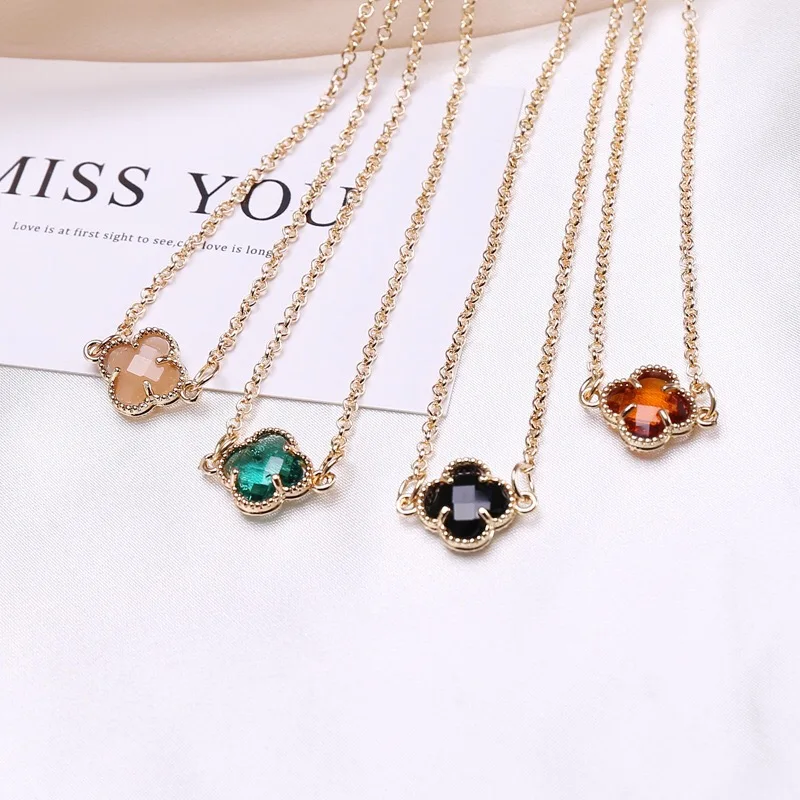

Fashion Design Bestseller Multicolor Four Leaf Clover Simple Necklace