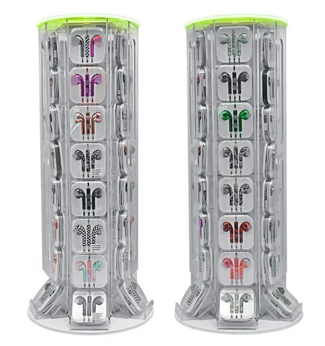 

2020 Free Shipping 3.5mm Earbuds Pack in OEM Headphone Rotating Display Stand, Coloful