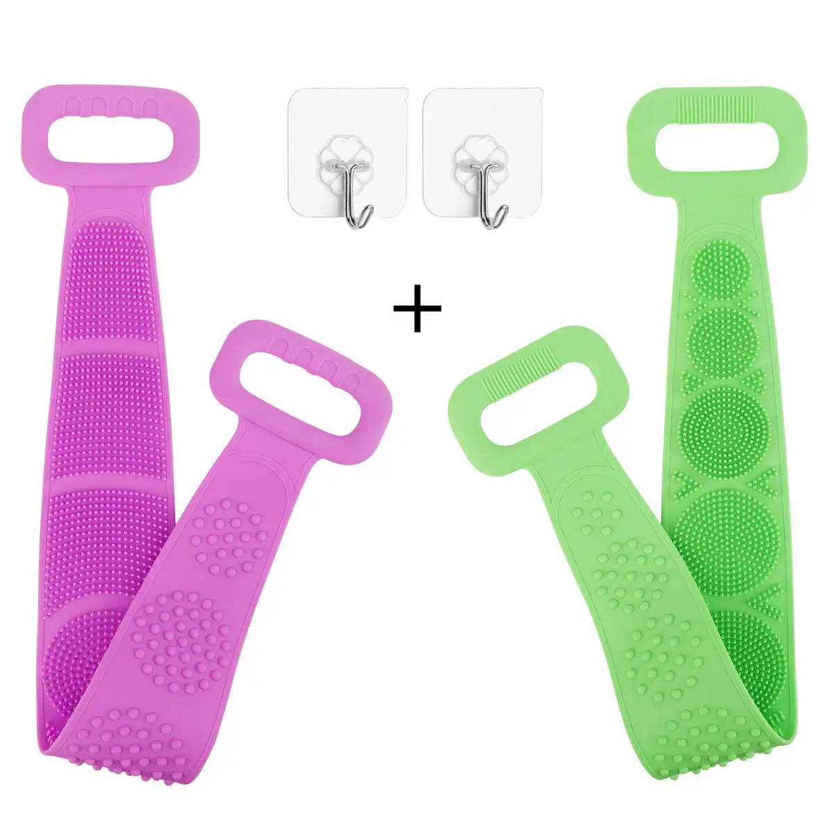 

Silicone Back brush Scrubber for Shower, Handle Body Washer, Exfoliating Texture Scrubbing Pad, Any pantone color