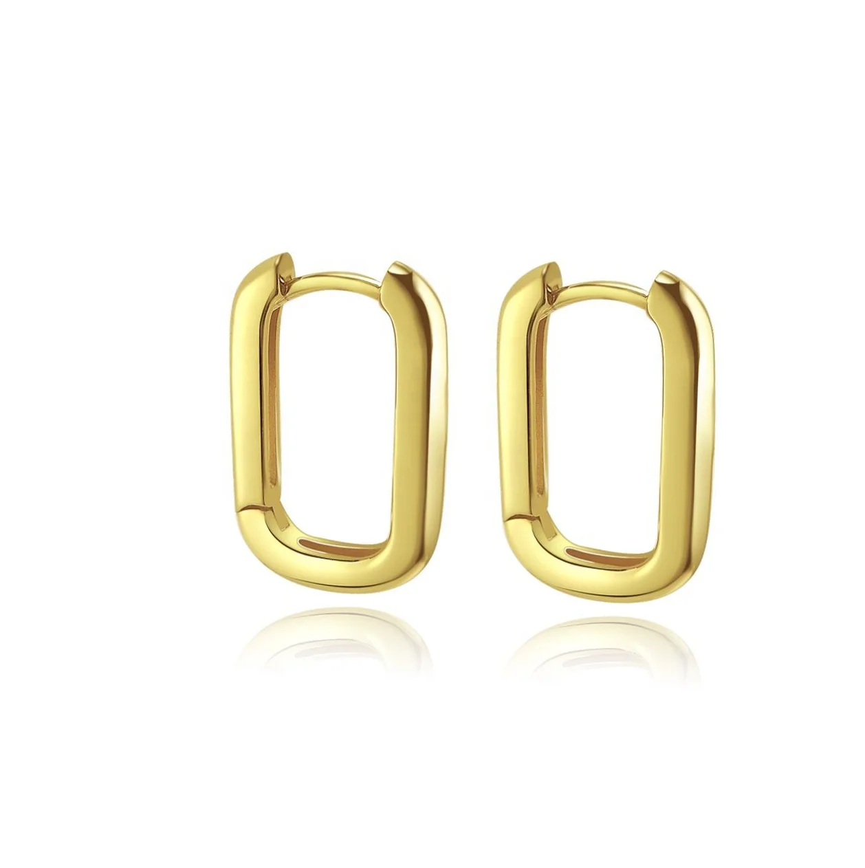 

Minimal Jewelry 18K Gold Plated 925 Sterling Silver Plain Gold Large Square Rectangle Hoop Earrings Statement