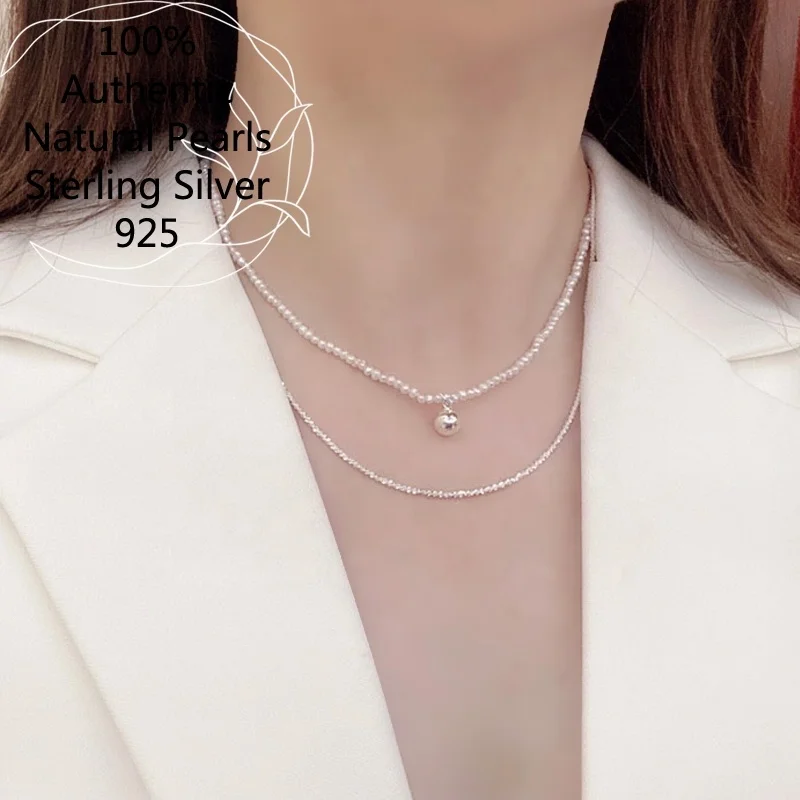 

Korean Collarbone Cadenas de plata 925 Sterling Silver Choker Necklace Baroque Natural Pearls Necles Women Ladies Neck Chain