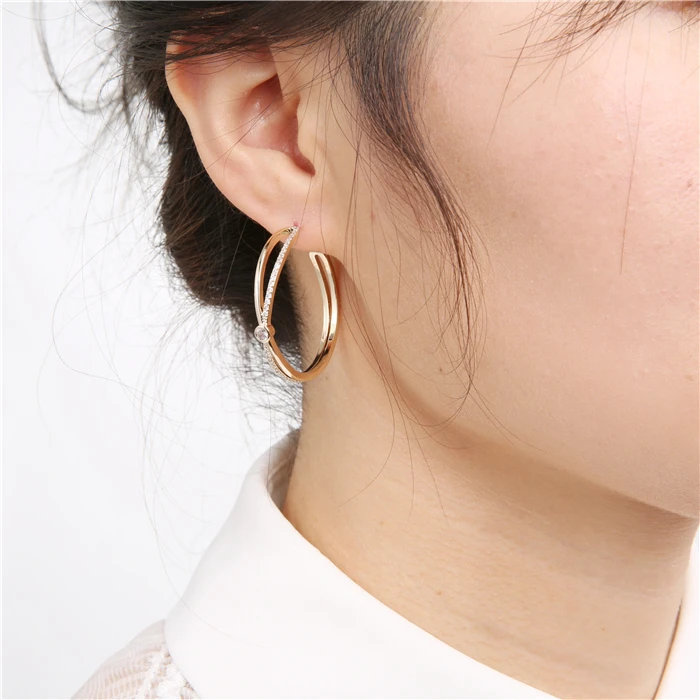 

2021 XuQian CC Big hoop Zircon Earrings For Gils Earrings Christmas Gift, Silver&gold