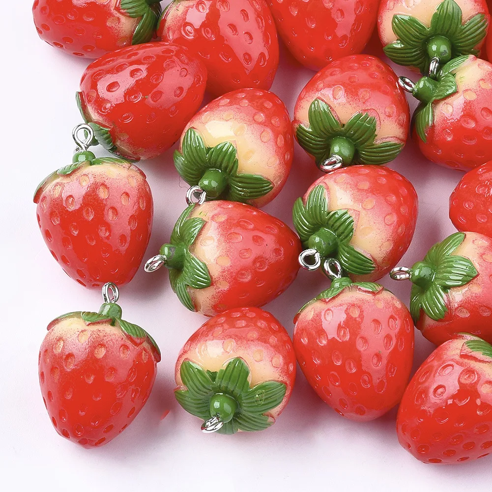 

Keychain Simulation Cute Kawaii plastic Fruit Diy Resin charms 3D Strawberry Pendant