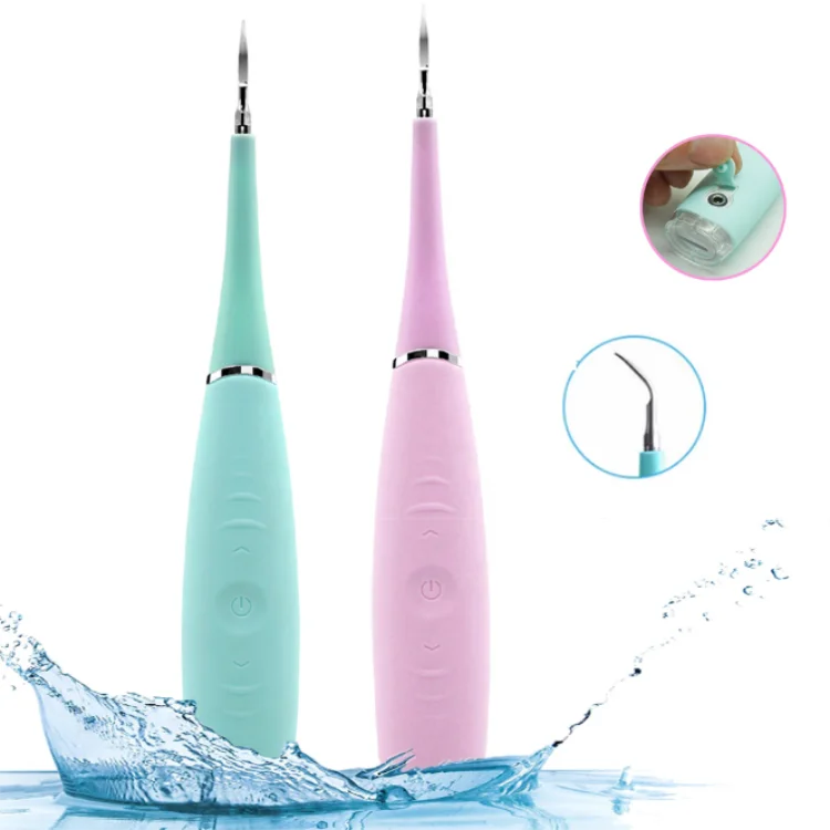 

Portable Electric Teeth Tartar Scaler Stains Remove Tool Dental Calculus Plaque Remover Sonic Tooth Cleaner Kit, Blue/pink/black