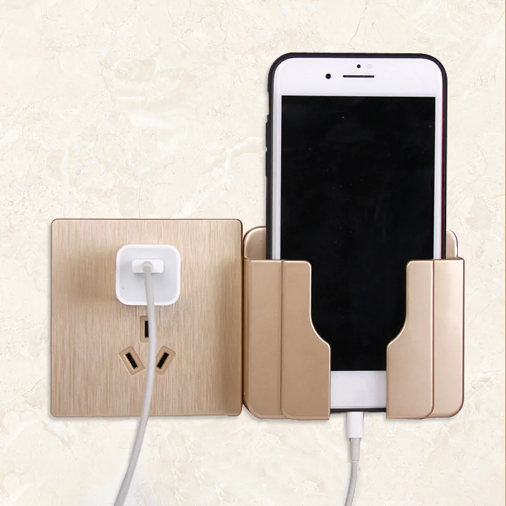 

Phone Charging Holder Bracket Wall Mount Stand Adhesive Durable Practical Hotel Bedside phone charging, Gold,white,black,gray