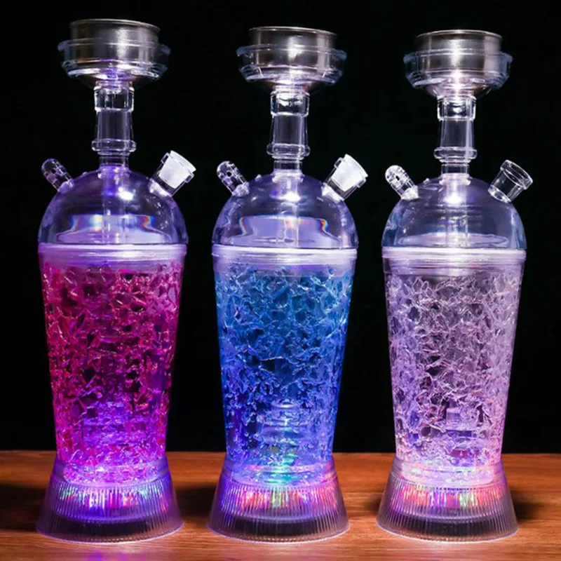 

50% Discount Wholesale Custom Disposable Travel Electronic Shisha Car Acrylic Portable Hookah Cup With Led Light, Mix color
