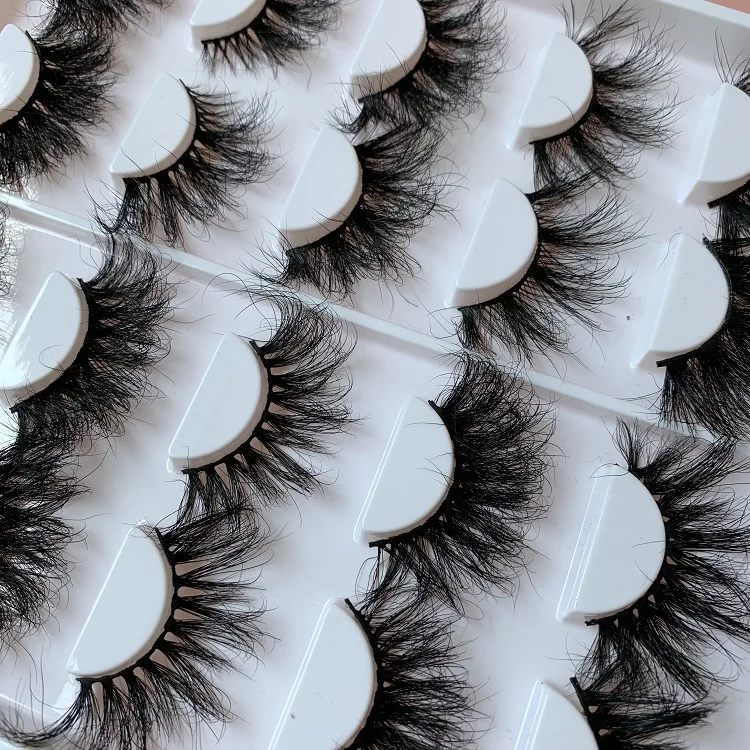 

2021 Mink Eyelashes 27mm Wispy Eye Lash Vendor Custom Lashpackaging Box Fluffy Mink Lashes 25mm