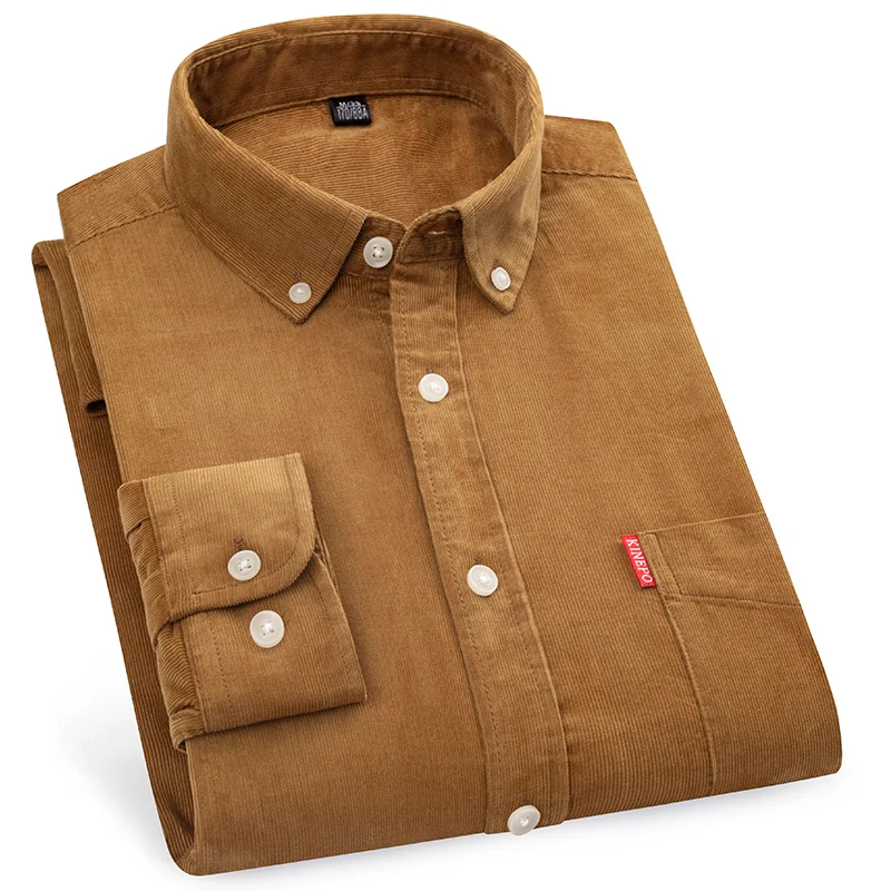 

Large Stock Top Quality Pure Color Corduroy Mens Dress Shirts Wholesale Shirts For Men 100% Cotton
