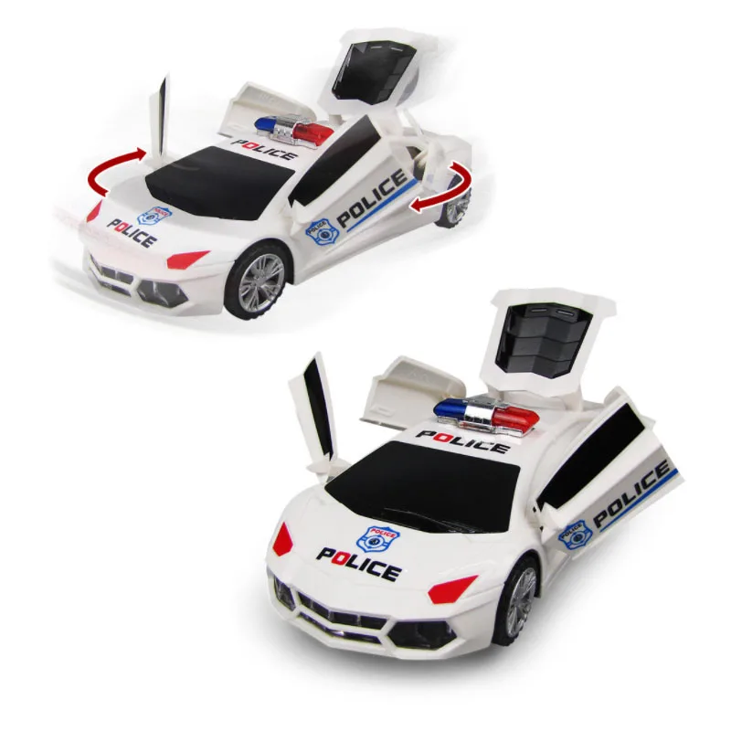 Bump and Go Electric 360 Rotate Tranforming Toy Car With Light and Sound Automatic Door Opening Creative Toy Vehicle for Kids
